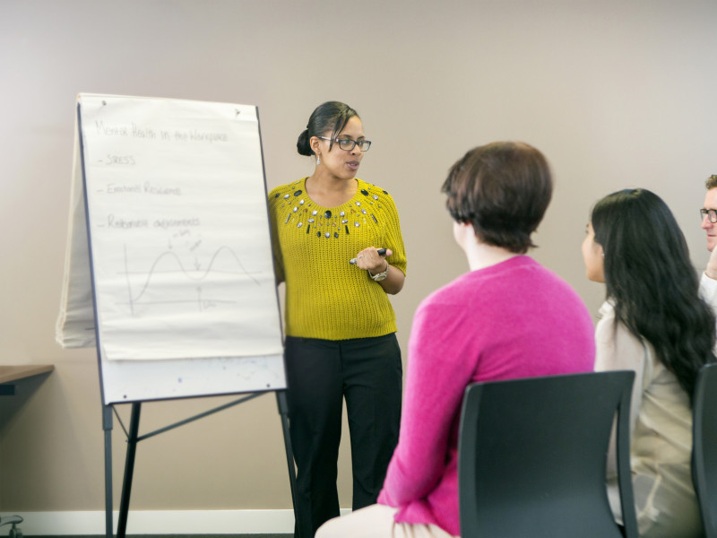 Training shot blurred flipchart